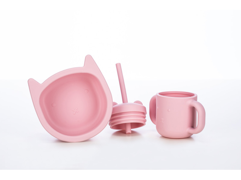 Силіконова миска дитяча  FreeOn Kitty, рожева, Фото 4