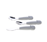 Столові прибори дитячі FreeON Elephant металеві з силіконовою ручкою, сірі