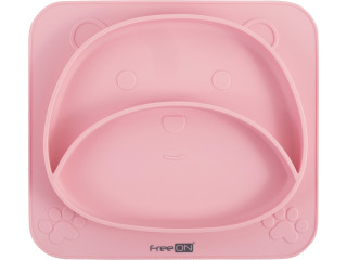Силіконова тарілка дитяча FreeON Bear, рожева