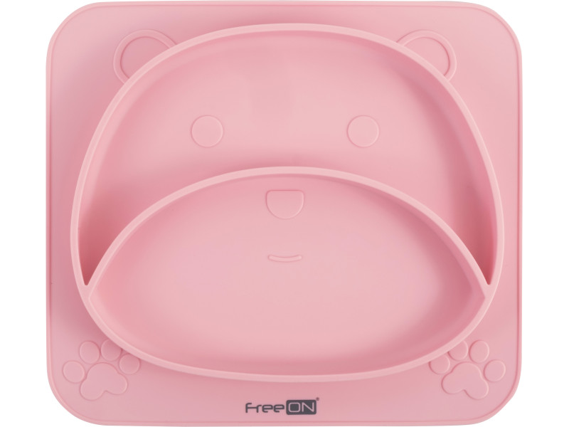 Силіконова тарілка дитяча FreeON Bear, рожева, Фото 1