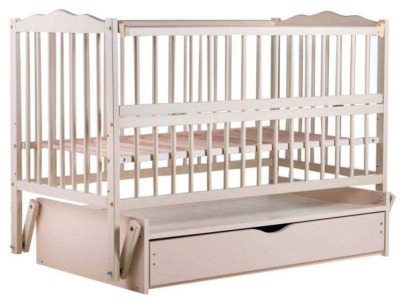 Ліжко Babyroom Веселка DVMYO-3 маятник, ящик, відкидний бік бук слонова кістка, Фото 3