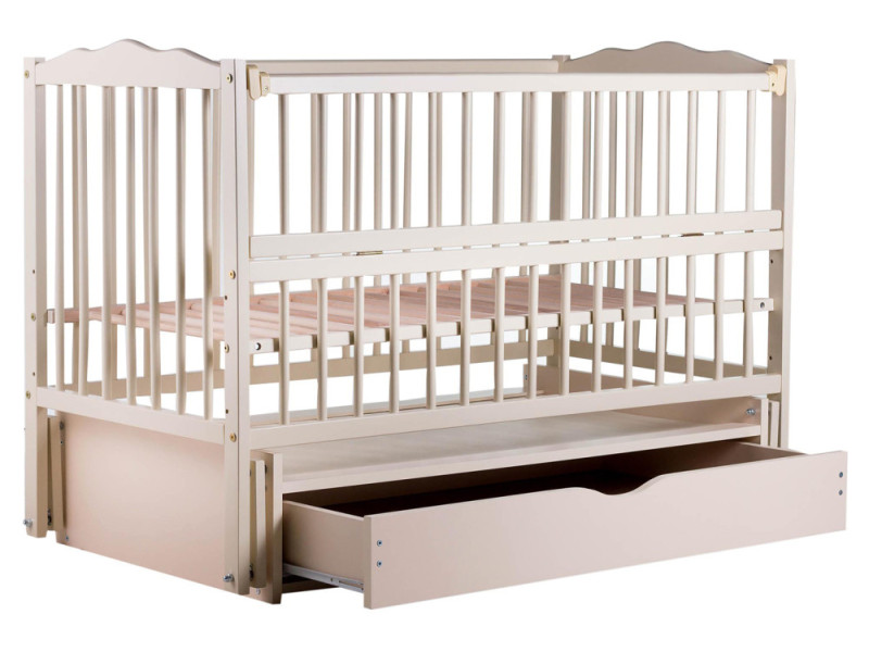 Ліжко Babyroom Веселка DVMYO-3 маятник, ящик, відкидний бік бук слонова кістка, Фото 4