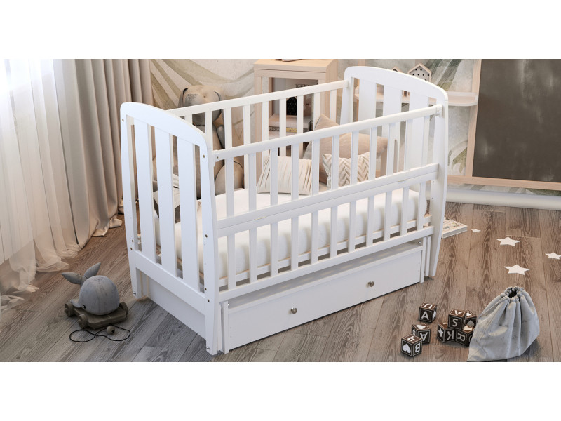 Ліжко Babyroom Кулька SH-03 маятник, ящик, відкидний бік бук білий, Фото 3