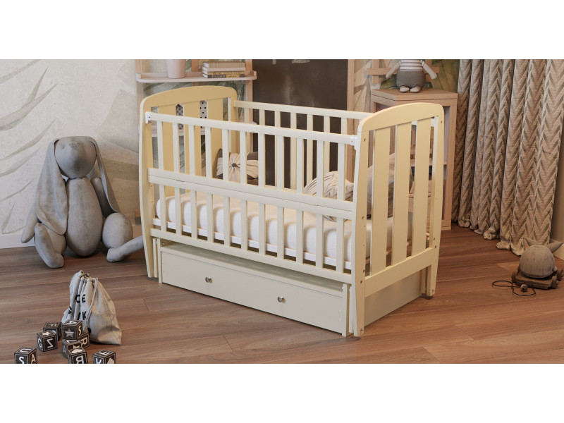 Ліжко Babyroom Кулька SH-03 маятник, ящик, відкидний бік бук слонова кістка, Фото 3