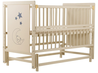 Ліжко Babyroom Ведмедик M-02 маятник, відкидний бік бук слонова кістка