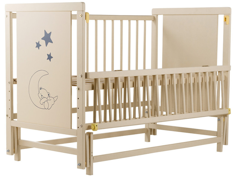 Ліжко Babyroom Ведмедик M-02 маятник, відкидний бік бук слонова кістка, Фото 3