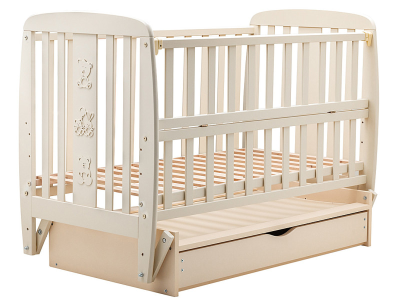 Ліжко Babyroom Друзі DDMYO-3 маятник, ящик, відкидний бік бук слонова кістка, Фото 5