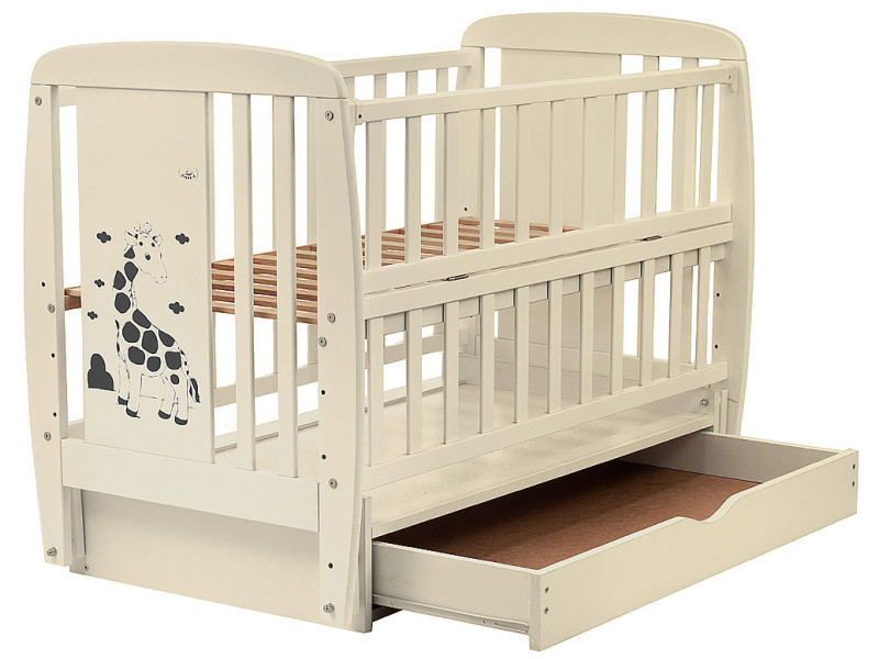 Ліжко Babyroom Жирафік DJMYO-3 маятник, ящик, відкидний бік бук слонова кістка, Фото 3
