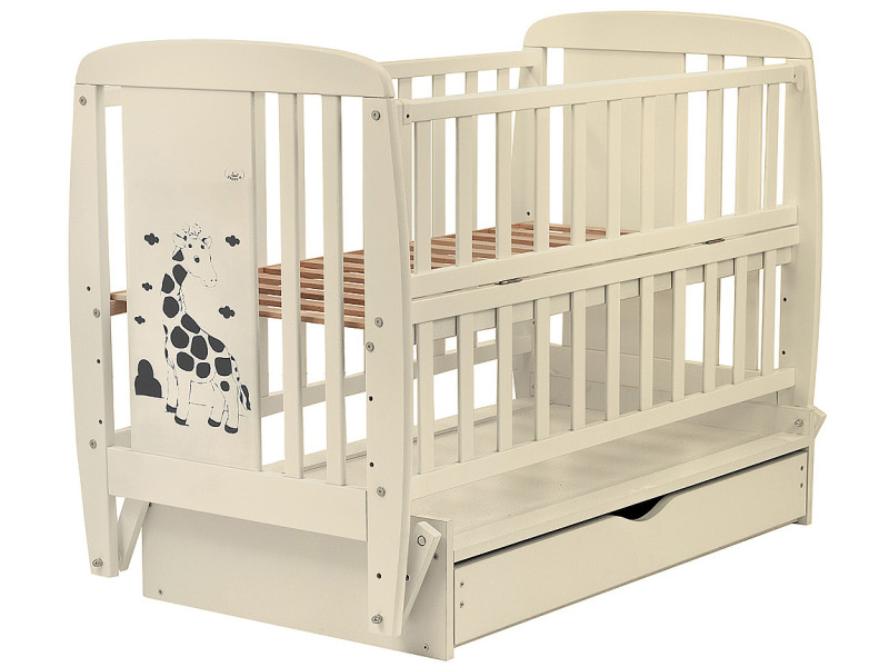 Ліжко Babyroom Жирафік DJMYO-3 маятник, ящик, відкидний бік бук слонова кістка, Фото 4