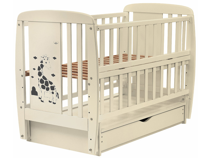 Ліжко Babyroom Жирафік DJMYO-3 маятник, ящик, відкидний бік бук слонова кістка, Фото 5