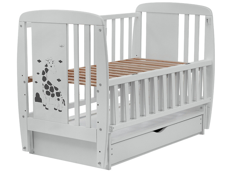 Кровать Babyroom Жирафик DJMYO-3 маятник, ящик, откидной бок бук серый, Фото 3
