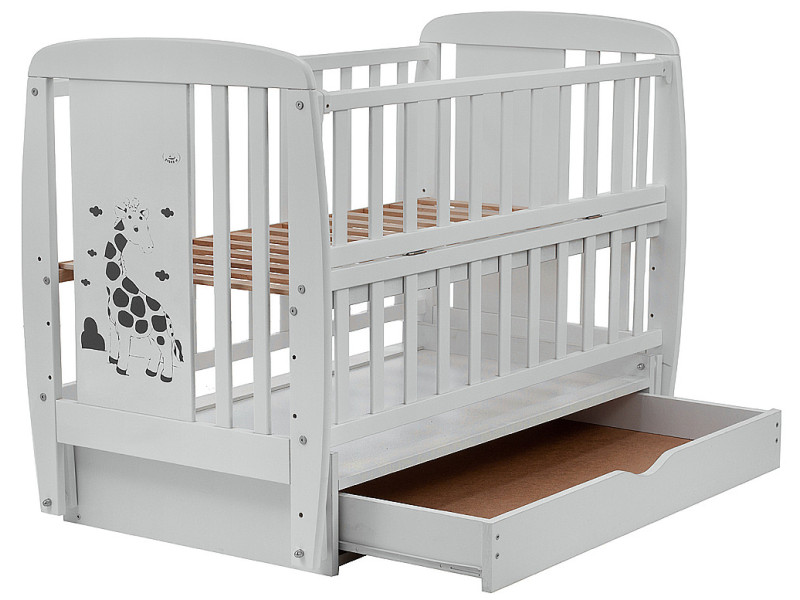Кровать Babyroom Жирафик DJMYO-3 маятник, ящик, откидной бок бук серый, Фото 4