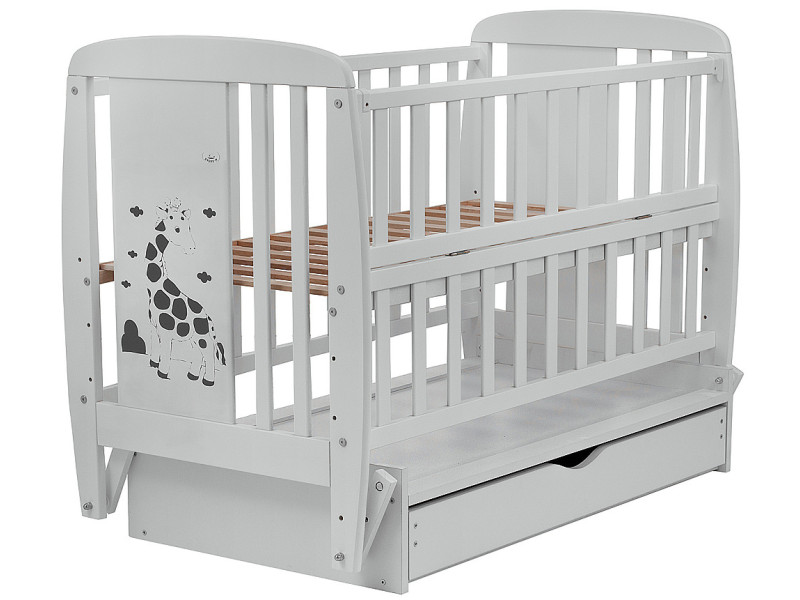 Кровать Babyroom Жирафик DJMYO-3 маятник, ящик, откидной бок бук серый, Фото 5