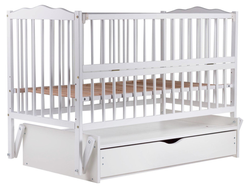 Ліжко Babyroom Веселка DVMYO-3 маятник, ящик, відкидний бік бук білий, Фото 3