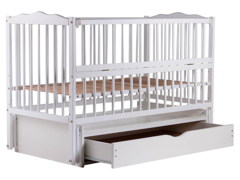 Ліжко Babyroom Веселка DVMYO-3 маятник, ящик, відкидний бік бук білий, Фото 4