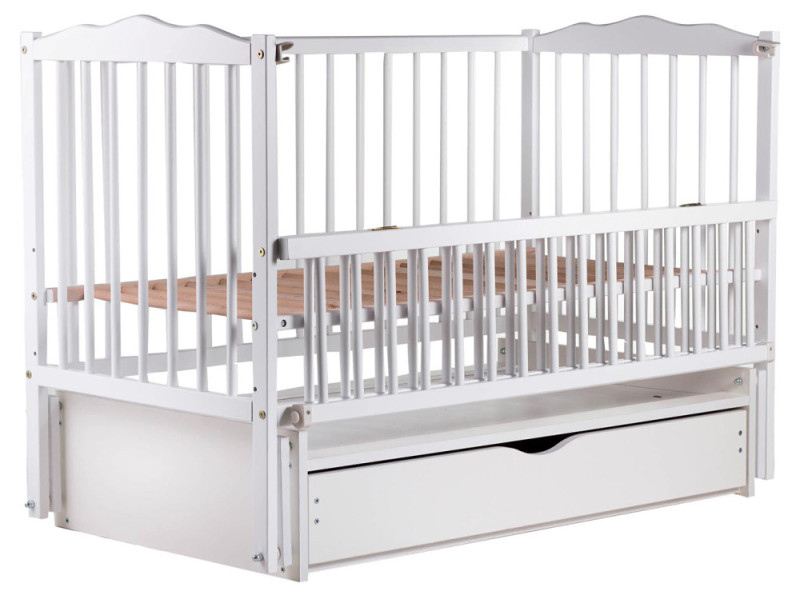 Ліжко Babyroom Веселка DVMYO-3 маятник, ящик, відкидний бік бук білий, Фото 5