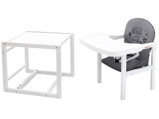Стільчик-трансформер Babyroom Вінні-240 білий сірий / графіт (ведмедик з чашкою)