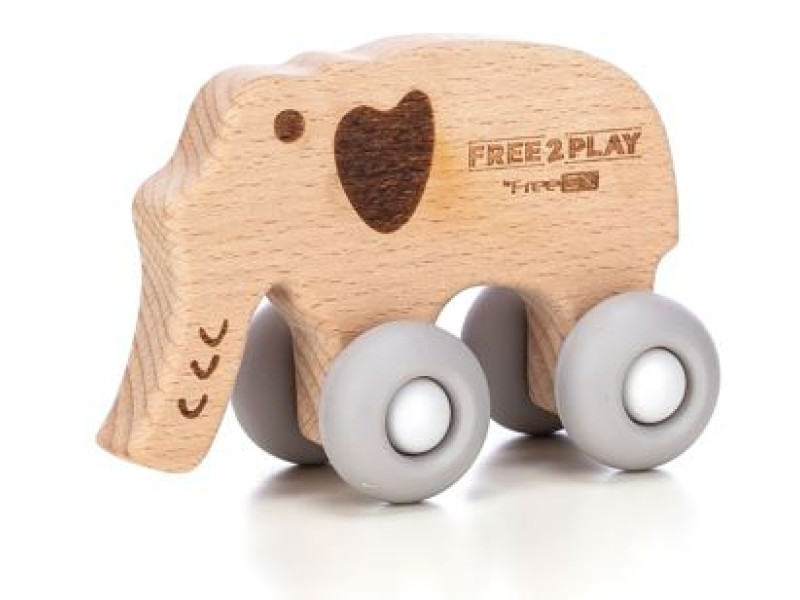 Деревянная игрушка FreeON слоник на силиконовых колесах, Фото 1