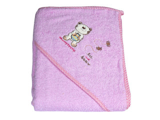 детское махровое полотенце на кнопках Полотенце на кнопках Мишка EKO OK-04 розовое