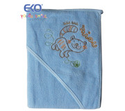 дитяче мачрове полотенце на кнопках Полотенце на кнопках Котик EKO OK-05 голубе