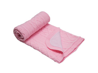 двухслойное одеяло-плед, 75х85 см Плед Аран EKO ple-19 розовый