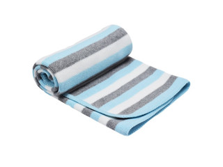 вязаное одеяло-плед, 75х85 см Плед Полосатый EKO ple-23 голубой