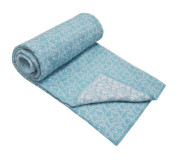 легкий плед из волокна бамбука 80х100 Плед Бамбук EKO ple-38 бирюзовый/ белый