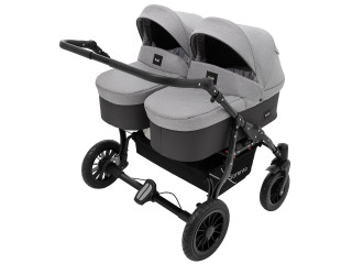 Коляска 2 в 1 для двійні Bair Sorento DUO BS-02 сірий / графіт