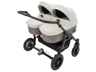 Коляска 2 в 1 для двойни Bair Sorento DUO BS-03 слоновая кость / капучино