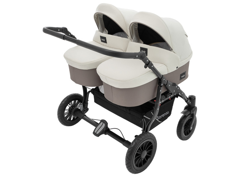 Коляска 2 в 1 для двійні Bair Sorento DUO BS-03 слонова кістка / капучино, Фото 1
