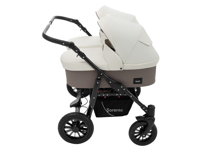 Коляска 2 в 1 для двійні Bair Sorento DUO BS-03 слонова кістка / капучино, Фото 3