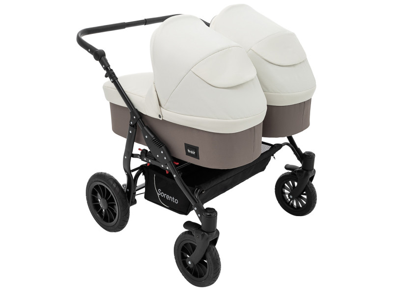 Коляска 2 в 1 для двійні Bair Sorento DUO BS-03 слонова кістка / капучино, Фото 4