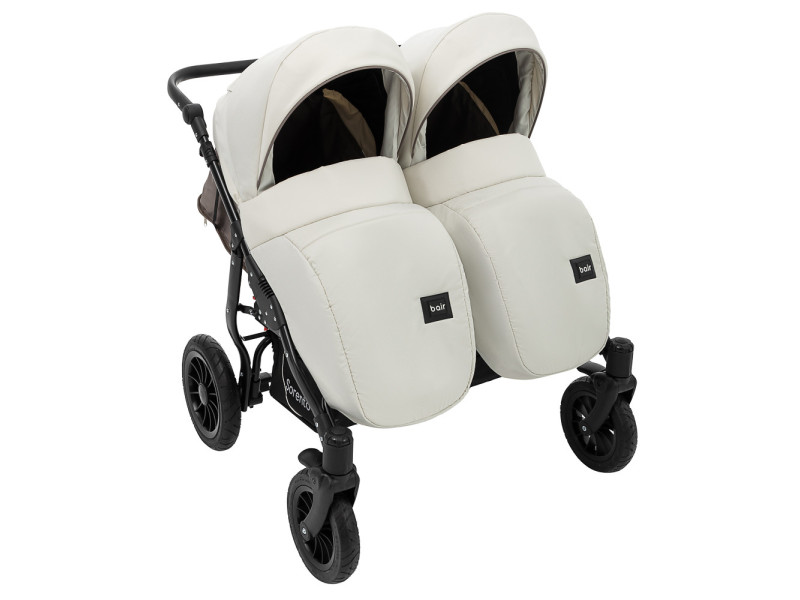 Коляска 2 в 1 для двійні Bair Sorento DUO BS-03 слонова кістка / капучино, Фото 6