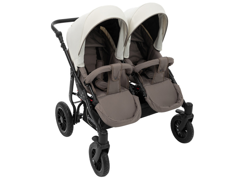 Коляска 2 в 1 для двійні Bair Sorento DUO BS-03 слонова кістка / капучино, Фото 7