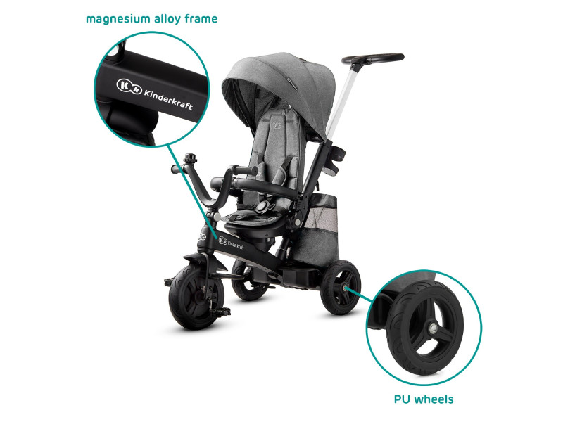 Триколісний велосипед Kinderkraft Easytwist Platinum Grey (KKRETWIGRY0000), Фото 13