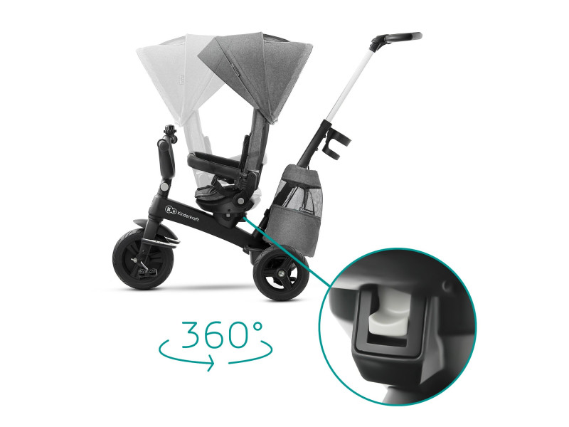 Триколісний велосипед Kinderkraft Easytwist Platinum Grey (KKRETWIGRY0000), Фото 10