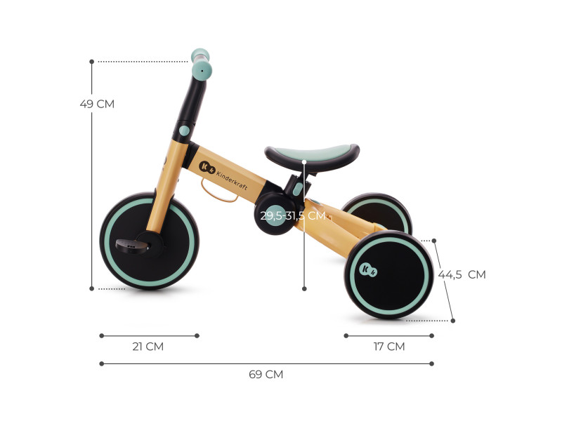 Триколісний велосипед 3 в 1 Kinderkraft 4TRIKE Sunflower Blue (KR4TRI22BLU0000), Фото 11