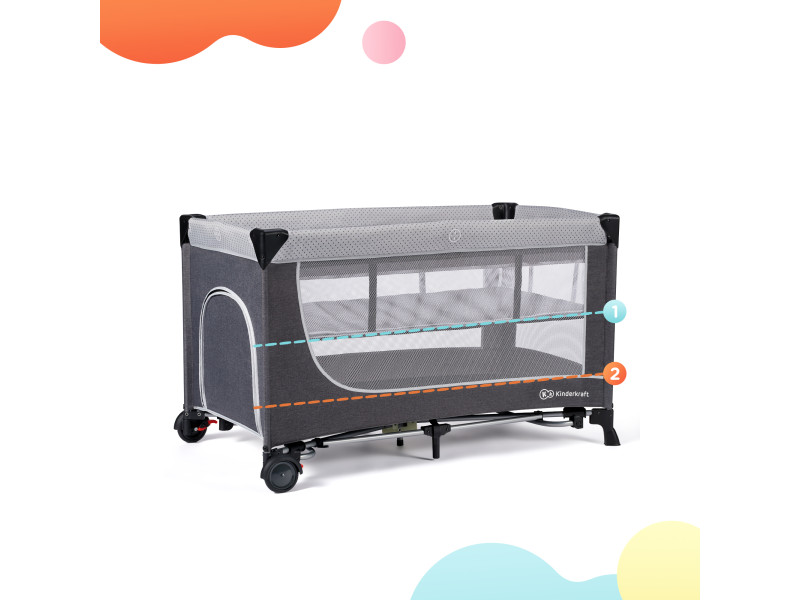 Ліжко-манеж Kinderkraft Leody Grey (KCLEOD00GRY0000), Фото 4