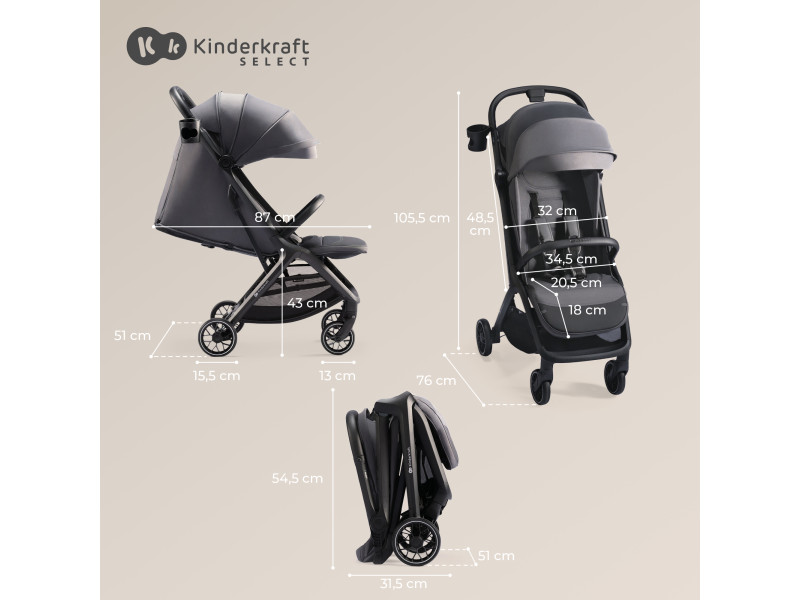 Прогулочная коляска Kinderkraft Nubi 2 Cloudy Grey (KSNUBI02GRY0000), Фото 5