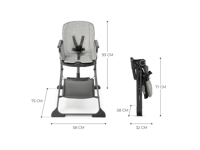 Стульчик для кормления Kinderkraft Foldee Grey (KHFOLD00GRY0000), Фото 4