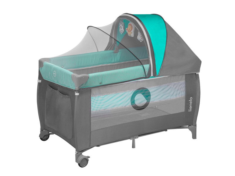 Ліжечко-манеж Lionelo SVEN PLUS TURQUOISE / GREY, Фото 3