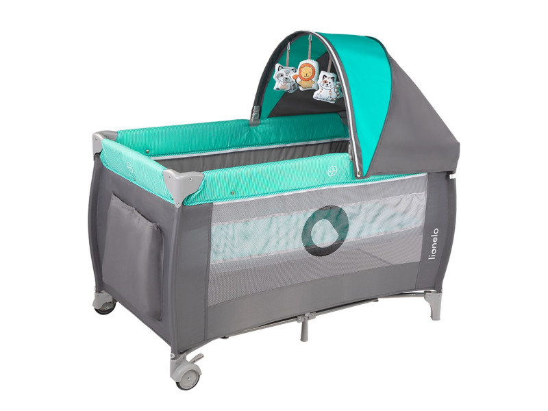 Ліжечко-манеж Lionelo SVEN PLUS TURQUOISE / GREY, Фото 4