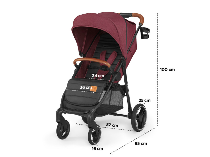 Прогулочная коляска Kinderkraft Grande LX Burgundy (KKWGRANBRG00LX), Фото 6