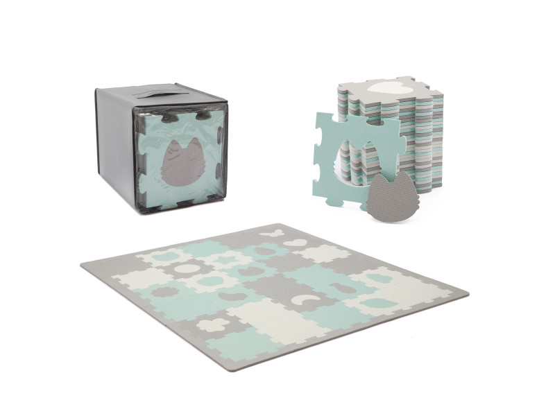 Килимок-пазл Kinderkraft Luno Shapes Mint, 30 елементів (KPLUSH00MIN0000), Фото 1