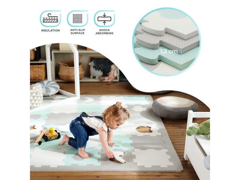 Килимок-пазл Kinderkraft Luno Shapes Mint, 30 елементів (KPLUSH00MIN0000), Фото 3