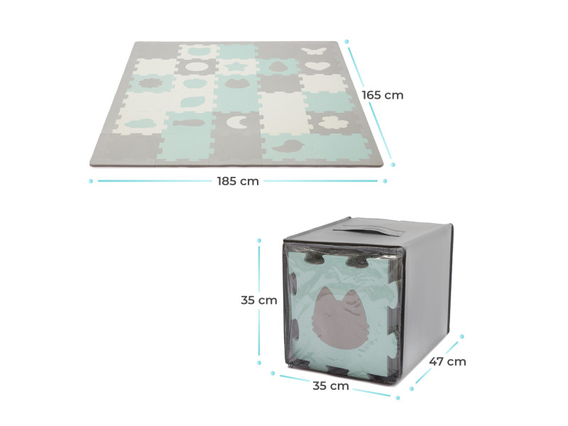 Килимок-пазл Kinderkraft Luno Shapes Mint, 30 елементів (KPLUSH00MIN0000), Фото 5
