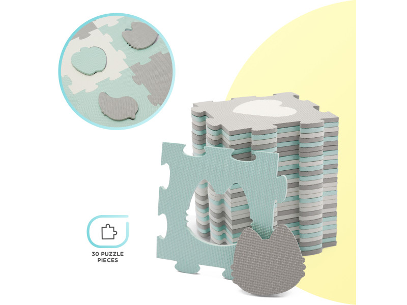 Килимок-пазл Kinderkraft Luno Shapes Mint, 30 елементів (KPLUSH00MIN0000), Фото 6