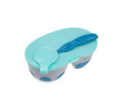 Миска на 2 отделения с ложкой, серо-голубой Akuku A0303