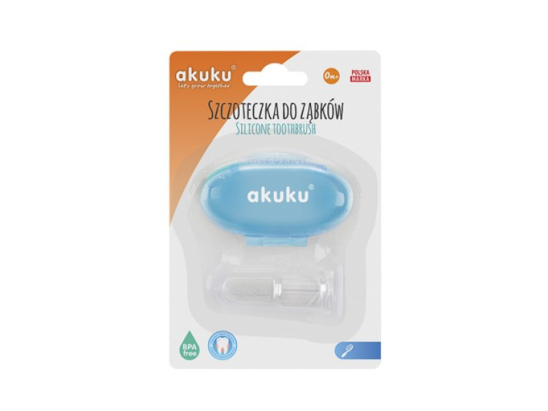 Силіконова зубна щітка і масажер для ясен Akuku A0263, блакитний чохол, Фото 3