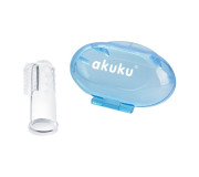 Силіконова зубна щітка і масажер для ясен Akuku A0263, блакитний чохол